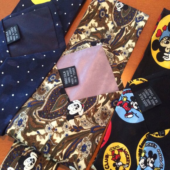 Men's Mickey Mouse Silk Tie Lot of 3, MICKEY INC - Picture 2 of 2